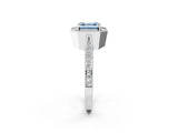 White gold Fancy Blue Asscher Cut Halo Diamond Engagement Ring with Split Shank Band and Four-Prong Setting_14