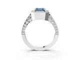 White gold Fancy Blue Asscher Cut Halo Diamond Engagement Ring with Split Shank Band and Four-Prong Setting_15