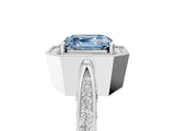 White gold Fancy Blue Asscher Cut Halo Diamond Engagement Ring with Split Shank Band and Four-Prong Setting_17