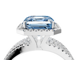 White gold Fancy Blue Asscher  Cut Halo Diamond Engagement Ring with Split Shank and Four-Prong Setting_55