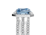 White gold Fancy Blue Asscher  Cut Halo Diamond Engagement Ring with Split Shank and Four-Prong Setting_56
