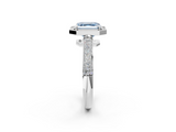 White gold Fancy Blue Asscher  Cut Halo Diamond Pave Band with Four-Prong Setting_19