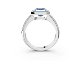 White gold Fancy Blue Asscher  Cut Halo Diamond Pave Band with Four-Prong Setting_20