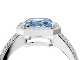 White gold Fancy Blue Asscher  Cut Halo Diamond Pave Band with Four-Prong Setting_21