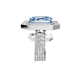 White gold Fancy Blue Asscher  Cut Halo Diamond Pave Band with Four-Prong Setting_22