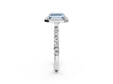 White gold Fancy Blue Asscher Cut Halo Diamond Pave Band with Prong Setting_2