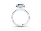 White gold Fancy Blue Asscher Cut Halo Diamond Pave Band with Prong Setting_3