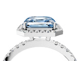 White gold Fancy Blue Asscher Cut Halo Diamond Pave Band with Prong Setting_4
