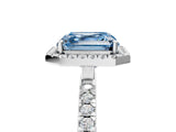 White gold Fancy Blue Asscher Cut Halo Diamond Pave Band with Prong Setting_5