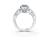 White gold Fancy Blue Asscher Cut Halo Diamond Ring with Milgrain and Bezel Accents on a Split Shank Band_27
