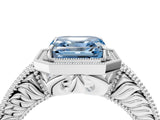White gold Fancy Blue Asscher  Cut Halo Diamond Ring with Pavé Band and Four-Prong Setting_33