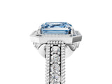 White gold Fancy Blue Asscher  Cut Halo Diamond Ring with Pavé Band and Four-Prong Setting_34