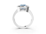 White gold Fancy Blue Asscher  Cut Halo Diamond Ring with Pavé Band and Milgrain Prong Setting_92