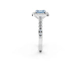 White gold Fancy Blue Asscher Cut Halo Diamond Ring with Pavé Band and Three-Prong Setting_14