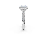 White gold Fancy Blue Asscher Cut Halo Diamond Ring with Pavé Band_26