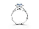 White gold Fancy Blue Asscher Cut Halo Diamond Ring with Pavé Band_27
