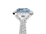 White gold Fancy Blue Asscher Cut Halo Diamond Ring with Pavé Band_29