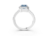 White gold Fancy Blue Asscher  Cut Halo Diamond Ring with Pave Band and Four-Prong Setting_20