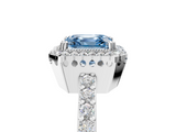 White gold Fancy Blue Asscher  Cut Halo Diamond Ring with Pave Band and Four-Prong Setting_22