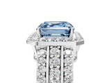 White gold Fancy Blue Asscher Cut Halo Diamond Ring with Round  Split Shank and Prong Setting_96