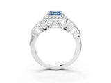 White gold Fancy Blue Asscher Cut Halo Diamond Split Shank Engagement Ring with Four-Prong Setting_3