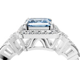 White gold Fancy Blue Asscher Cut Halo Diamond Split Shank Engagement Ring with Four-Prong Setting_4