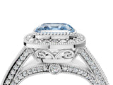 White gold Fancy Blue Asscher Cut Halo Diamond Split Shank Pave Ring_4