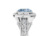 White gold Fancy Blue Asscher Cut Halo Diamond Split Shank Pave Ring_5
