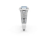 White gold Fancy Blue Asscher Cut Halo Diamond Split Shank Ring with Prong Setting_2