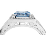 White gold Fancy Blue Asscher Cut Halo Diamond Split Shank Ring with Prong Setting_4