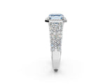 White gold Fancy Blue Asscher Cut Halo Pavé Diamond Engagement Ring with Split Shank and Four-Prong Setting_5