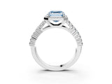 White gold Fancy Blue Asscher Cut Halo Pavé Diamond Engagement Ring with Split Shank and Four-Prong Setting_6