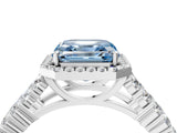 White gold Fancy Blue Asscher Cut Halo Pavé Diamond Engagement Ring with Split Shank and Four-Prong Setting_7