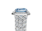 White gold Fancy Blue Asscher Cut Halo Pavé Diamond Engagement Ring with Split Shank and Four-Prong Setting_8