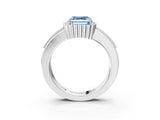 White gold Fancy Blue Asscher  Cut Halo Pave Band Four-Prong Ring_32