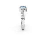 White gold Fancy Blue Asscher  Cut Halo Pave Band Four-Prong Ring_32