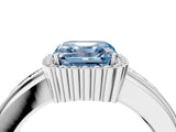 White gold Fancy Blue Asscher  Cut Halo Pave Band Four-Prong Ring_34