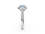 White gold Fancy Blue Asscher  Cut Halo Pave Band Four-Prong Setting Ring_2