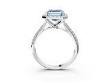White gold Fancy Blue Asscher  Cut Halo Pave Band Four-Prong Setting Ring_3