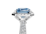 White gold Fancy Blue Asscher  Cut Halo Pave Band Four-Prong Setting Ring_5