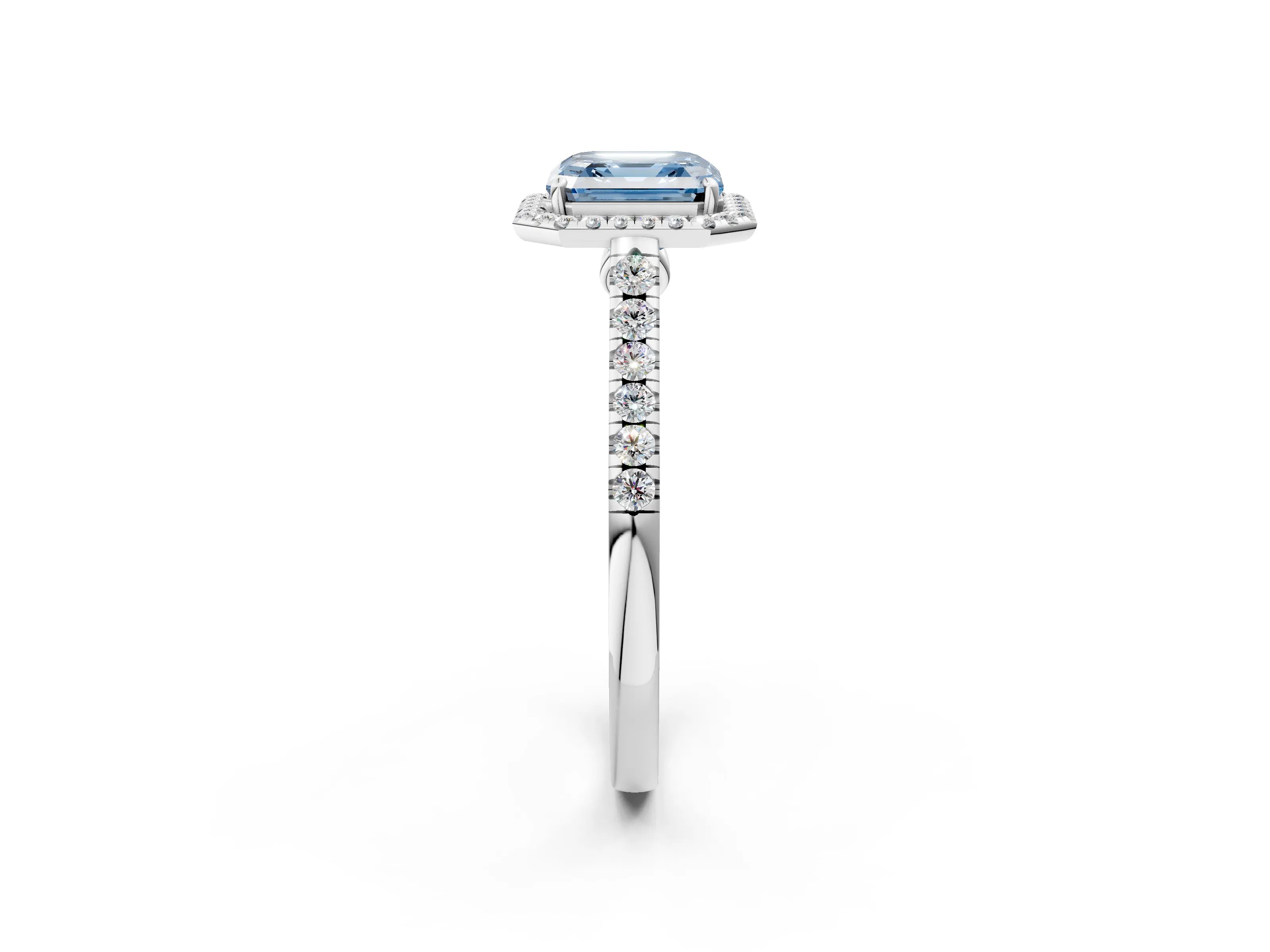 White gold Fancy Blue Asscher Cut Halo Pave Diamond Engagement Ring with Four-Prong Setting_14