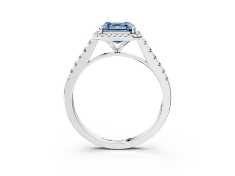 White gold Fancy Blue Asscher Cut Halo Pave Diamond Engagement Ring with Four-Prong Setting_15