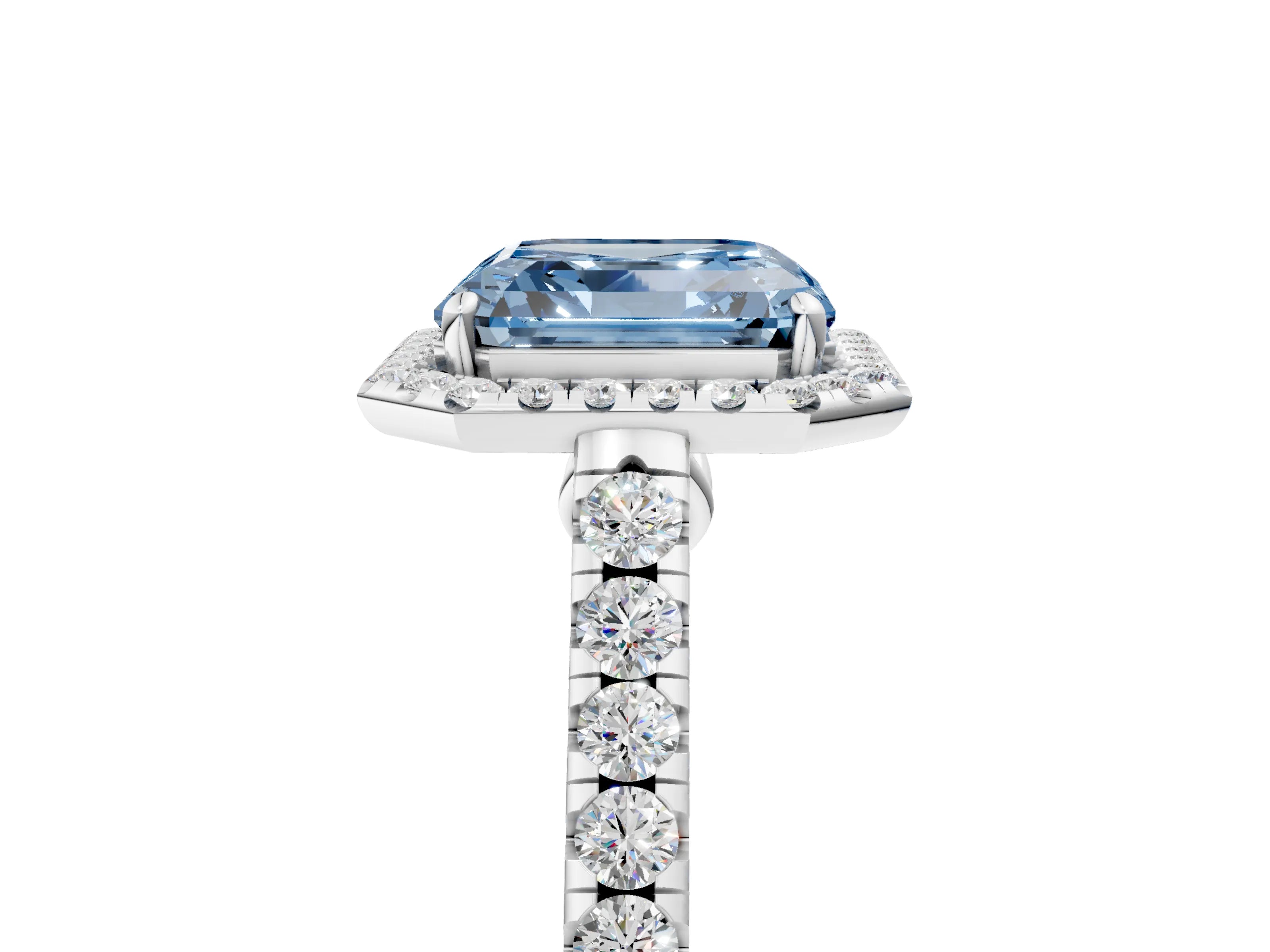 White gold Fancy Blue Asscher Cut Halo Pave Diamond Engagement Ring with Four-Prong Setting_17