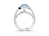 White gold Fancy Blue Asscher  Cut Halo Pave Split Shank Prong Setting Ring_52