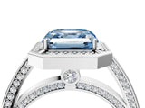 White gold Fancy Blue Asscher  Cut Halo Pave Split Shank Prong Setting Ring_53