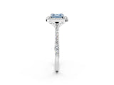 White gold Fancy Blue Asscher Cut Halo Round Diamond Pavé Band with Four-Prong Setting_23
