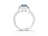 White gold Fancy Blue Asscher Cut Halo Round Diamond Pavé Band with Four-Prong Setting_24