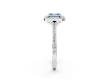 White gold Fancy Blue Asscher Cut Halo Round Diamond Pavé Band with Four-Prong Setting_41