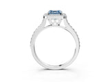 White gold Fancy Blue Asscher Cut Halo Round Diamond Pavé Band with Four-Prong Setting_42