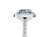 White gold Fancy Blue Asscher Cut Halo Round Diamond Pavé Band with Four-Prong Setting_44